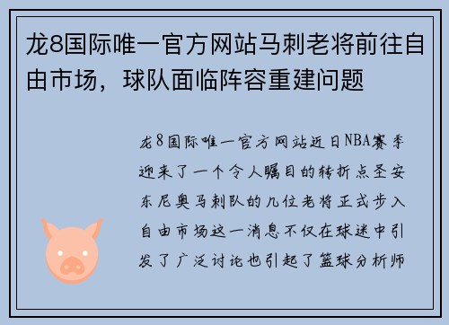 龙8国际唯一官方网站马刺老将前往自由市场，球队面临阵容重建问题